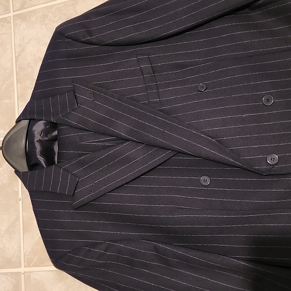 Joseph Abboud  Classic Navy Pinstripe Double Breasted Mens Suit  44L - Picture 5 of 14